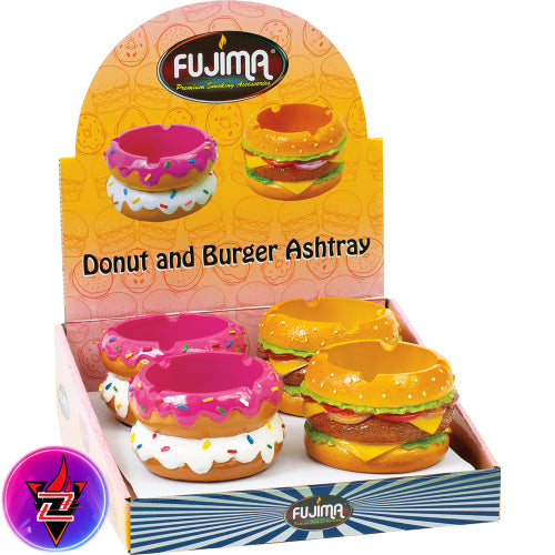 4ct. Donut & Hamburger Polystone Ashtrays