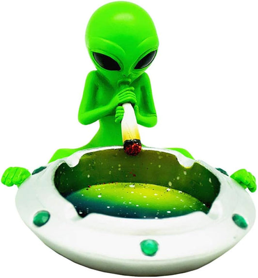 4ct. Smoking Alien Polystone Ashtrays