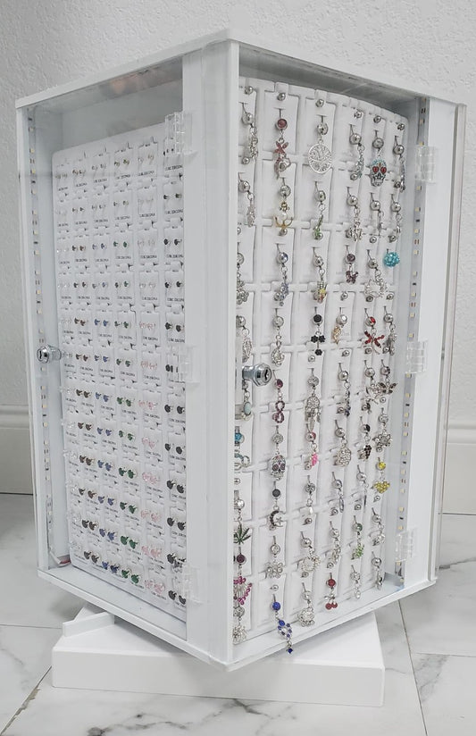 ACRYLIC 4 SIDED JEWELRY COUNTER DISPLAY W/LED & 4 RANDOM CARDS - DSP-1004